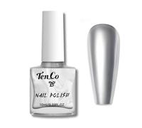 Silver Nail Polish - Metallic Nail Polish - Chrome Nail Varnish Quick Dry - Metal Mirror Nail Varnish Metallic Effect - Long-Lasting Chip Resistant Oil-Based Nail Paint Nail Art Home Manicure 10ml