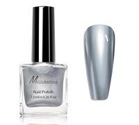 Silver Nail Polish - Metallic Nail Polish Quick Dry - Long Lasting Chrome Nail Varnish Chip Resistant - Breathable Natural Nail Varnish Vegan Non Toxic - No UV Light Needed & Silky Smooth