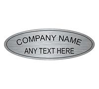 Silver name badge oval engraved 90mm x 30mm with border lnb7