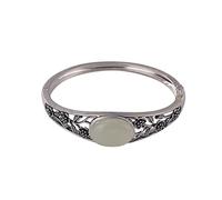 Silver Natural Hetian Jade Retro Egg Noodle Plum Blossom Hollowed Out Bracelet Temperament Women's Hand Jewelry