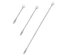 Silver Necklace Extenders for Women - 3PCS Stainless Steel Chain Extension Set for Jewelry, Adjustable Lobster Clasp Extender for Necklace Bracelet Anklet (2” 4” 6”)
