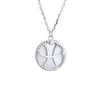 Silver Necklace for Women Twelve Constellations Coin Pendant Necklace Inlaid Zircon 925 Sterling Silver Dainty Chain Jewellery for Women Lady Gifts Pisces