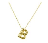 Silver Necklace Initial Necklaces For Women Dainty Letter Necklace Balloon Pendant Alphabet Necklaces For Teen Girls Girlfriend Charm Jewerlry Gift Picture Engraved Necklace (B, One Size)