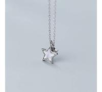 Silver Necklace, Ladies Day Simple Five-Pointed Star Diamond Shell Clavicle Chain Necklace