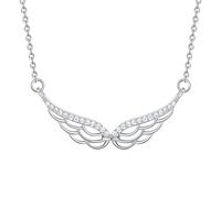 Silver Necklace,Simple Necklace For Women S925 Sterling Silver Angel Wing Zircon Pendant Necklace Dainty Trendy Choker Delicate Necklace Chain Gift Jewelry For Her Girls Couples