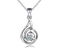 Silver Necklace Teen, Platinum Necklace for Women with 0.08Carat Si Very Good Cut Diamond Gemstone Luxurious Lady Necklace