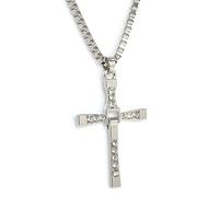Silver Necklace with Crucifix from the Movie Fast and Furious Dominic Toret Pendant Man Woman Unisex Steel Fashion Gift Bracelet Valentine's Day Copper Chain
