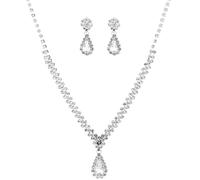 Silver Necklace With Rhinestone Earring Set, Shell Pendant Drop Earrings, Alloy Rhinestones With Adjustable Necklace, Perfect For Party Outfit