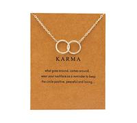 Silver Necklaces for Women Two Interlocking Infinity Double Circles Pendant Necklace Friendship Chain Necklace Jewellery Gifts for Mother Daughter Birthday Christmas With Gold Message Card (Silver)
