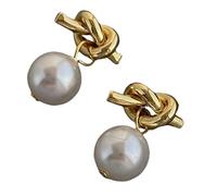 Silver Needle Elegant Niche Style Earrings Minimalist Individually Knot Pearl Studs for Ladies Gift for Daily
