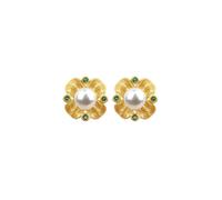 Silver needle pearl earrings, retro artistic light luxury accessories, high-end and sweet palace style earrings