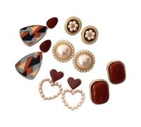 Silver Needle Pearls Earrings In Wine With Retro HongKong Styles Ear Drop For A Elegant Female Temperament Fashionable Earrings For Everyday Use