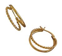 Silver Needle Retro Hong Kong Style Double-Layer Large Hoop Earrings Fashionable Minimalist Ear Hoops Gift for Daily