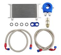 Silver New 19 Row 10AN Universal Engine Oil Cooler + Filter Adapter Hose Kit