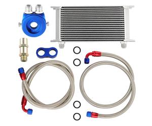 Silver New19 Row 10AN Universal Engine Oil Cooler&Filter Adapter+Hose