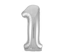Silver Number 1 Shaped Large Foil Balloon (86cm) 1 Piece - Perfect for Birthday Parties and Special Events