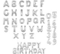 SHATCHI 16" Letters Numbers Foil Balloons Air Filled Self Inflating Birthday Anniversary Wedding Party Banner Decorations, Silver