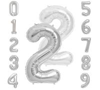 Silver Number 2 Foil Balloon - Small 30cm 12inch Air-Only Party Decoration, Birthday, Anniversary, Celebration (2 Pack)