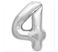 Silver Number 4 - Large Helium Foil Balloon - Birthday Party Wedding Anniversary Decoration - 101cm