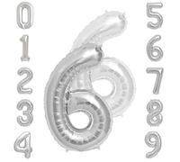 Silver Number 6 Foil Balloon - Small 30cm 12inch Air-Only Party Decoration, Birthday, Anniversary, Celebration (2 Pack)