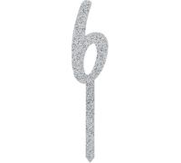 Silver Number 6 Glitter Acrylic Cake Topper, Birthday Cake Decoration