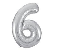 Silver Number 6 Shaped Large Foil Balloon (86cm) 1 Piece - Perfect for Birthday Parties and Special Events