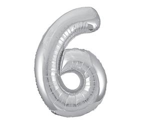 Silver Number 6 Shaped Large Foil Balloon (86cm) 1 Piece - Perfect for Birthday Parties and Special Events