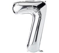 Silver Number 7 Shaped Large Foil Balloon (86cm) 1 Piece - Perfect for Birthday Parties and Special Events