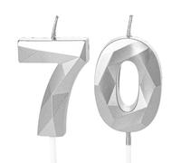 Silver Number 70 Candles for Birthday Cake, 70th Birthday Candles 70 Birthday Candles 70th Candles for Cake, 70th Birthday Cake Candles Cake Toppers Decorations for 70 Year Old Women Men Silver