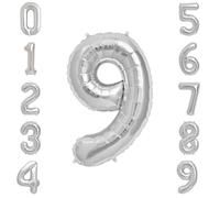 Silver Number 9 Foil Balloon - Small 30cm 12inch Air-Only Party Decoration, Birthday, Anniversary, Celebration