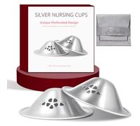 Silver Nursing Cups,Original Perforated Breathable Design,Silverette Nursing Cups,Silver Nipple Covers Breastfeeding,Nipple Shields for Breastfeeding Newborn-2025NEW (X-L)