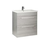 Silver Oak 2 Drawer Standing Unit with Ceramic Basin 80cm Wide Clifton Light Grey One Size