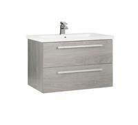 Silver Oak 2 Drawer Wall Hung Unit with Ceramic Basin 80cm Wide Clifton Light Grey One Size