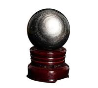 Silver Obsidian Ball Obsidian Crystal Round Ball Polished Furniture Ornaments Cat's Eye Ball,90mm
