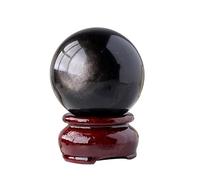 Silver Obsidian Crystal Ball 55-75mm - Mystical Feng Shui for and, Halloween Decor, Divination Stone,65mm Gemstone Stone
