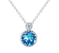 Silver Ocean Blue Crystal Necklace Sparkling Diamond Cut Pendant Necklaces Infinity Charm Necklet Temperament Jewellery Gifts for Women Girlfriend Girls