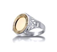 Silver Octagon Quarter Sovereign Coin Mount Ring - 9ct Gold Bezel - XRN156-Q Jewelco London Multi R
