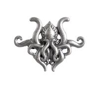 Silver Octopus Brooch Cthulhu H.P. Lovecraft Mythos Lapel Pin Badge Goth Horror Brooch Metal Handmade Unique Fish Backpack Hat Pin For Men DIY Accessories