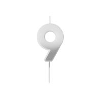 Silver Ombre Number '9' Candle
