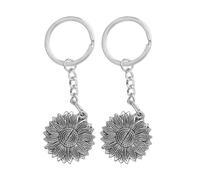 (Silver, One size) 2pcs You Are My Sunshine Key Ring Bag Pendant Sunflower Shape Double Layers Key Chain for Home (Rose Gold)