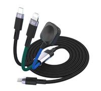 (Silver, One size) Universal 3 in 1 PD27W+60W Fast Charging Cable with Wireless Charger High Speed Charging for Mobile Phones & Watches Black