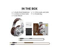 (Silver) Oneodio A71 Wired Over Ear Headphone With Mic Studio DJ Headphones Professional