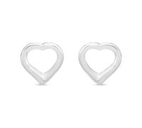 Silver Open Heart Stud Earrings - 8mm - F0136