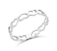Silver Open Hearts Band Ring - F54007-R
