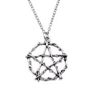 Silver or Bronze Pentagram Pendant Necklace 5 Point Star Witch Pagan Wicca Pentacle F35 (Silver)
