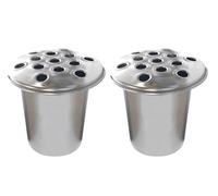 Silver or Gold Memorial Grave Vase with Lid | Grave Flower Vase Cemetery Pot | Cemetery Decorations | Round Aluminium Grave Vase Insert With Lid (2, Silver Lid)