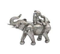 Silver Ornament Figurine - Home Decor, Reflection Collection | Classical Resin Animal Ornaments Statues Living Room Table Decor - Animal Sculpture (Silver Elephant & Baby Calves)
