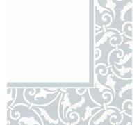 Silver Ornamental Scroll Luncheon Napkins