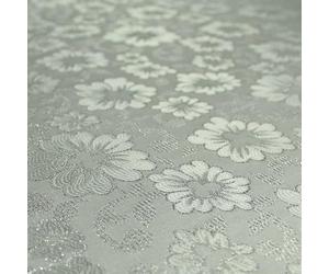 Silver Ornate Floral Scroll Satin Metallic Brocade Dress Fabric Fancy 58" (Sample (10cm x 10cm), Silver 6003)