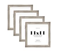Silver Ornate Picture Frame 11x11 With 10x10 Mount for Photos - Wall & Table Display, Square, 4 Pack